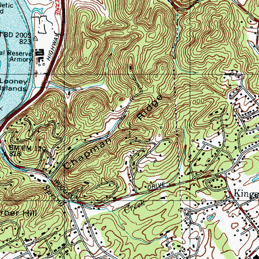 Topographic Map of Chapman Ridge, TN