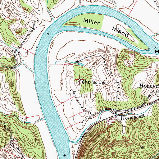 Topographic Map of Charles Cemetery, TN