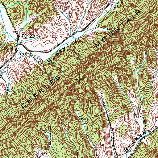 Topographic Map of Charles Mountain, TN