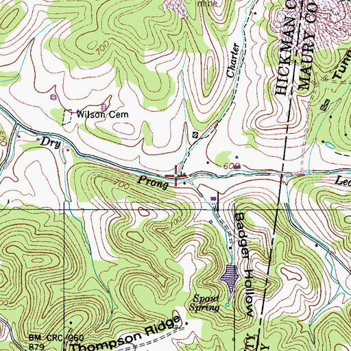 Topographic Map of Charter Branch, TN