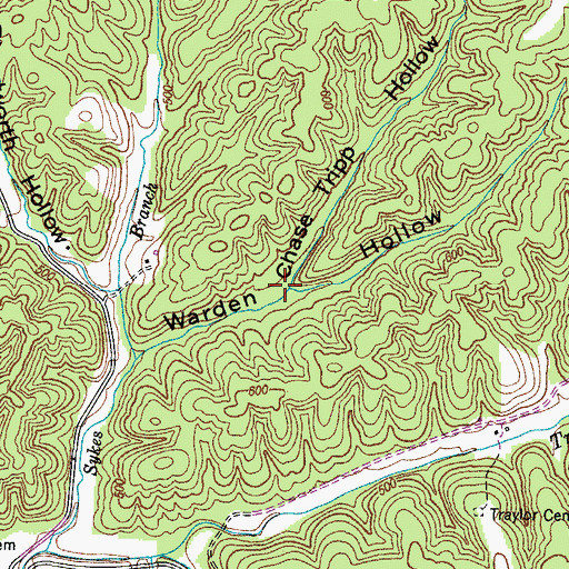 Topographic Map of Chase Tripp Hollow, TN