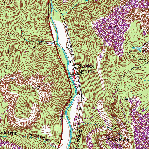 Topographic Map of Chaska, TN