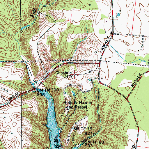 Topographic Map of Chastain Cemetery, TN