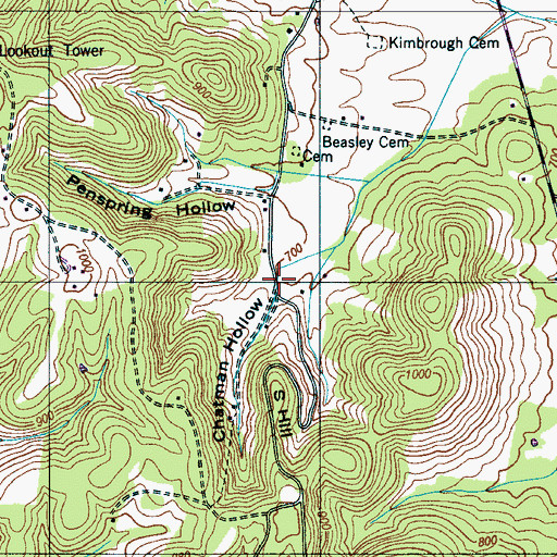 Topographic Map of Chatman Hollow, TN