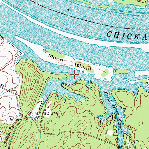 Topographic Map of Chatton Spring Branch, TN