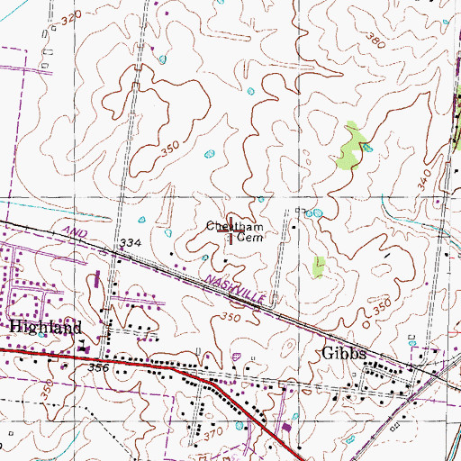 Topographic Map of Cheatham Cemetery, TN