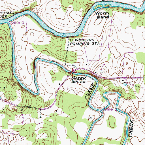 Topographic Map of Cheek Bridge, TN