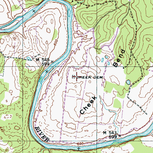 Topographic Map of Cheek Cemetery, TN