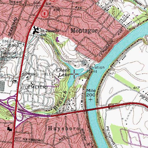 Topographic Map of Cheek Lake, TN