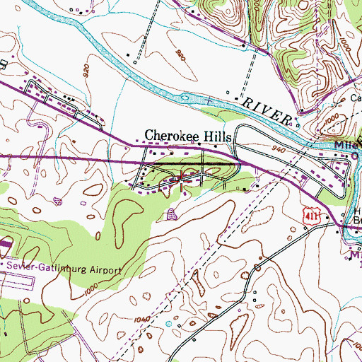 Topographic Map of Cherokee Hills, TN