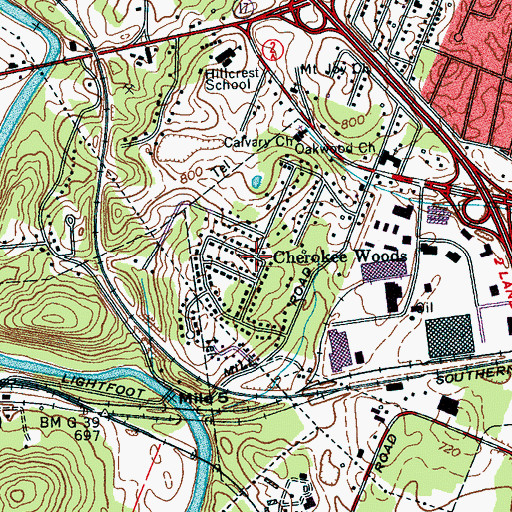 Topographic Map of Cherokee Woods, TN