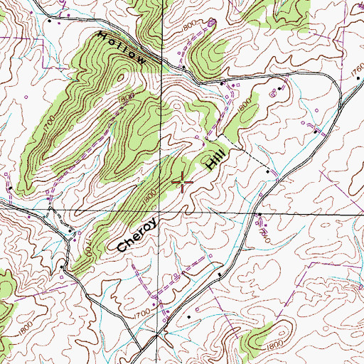 Topographic Map of Cheroy Hill, TN