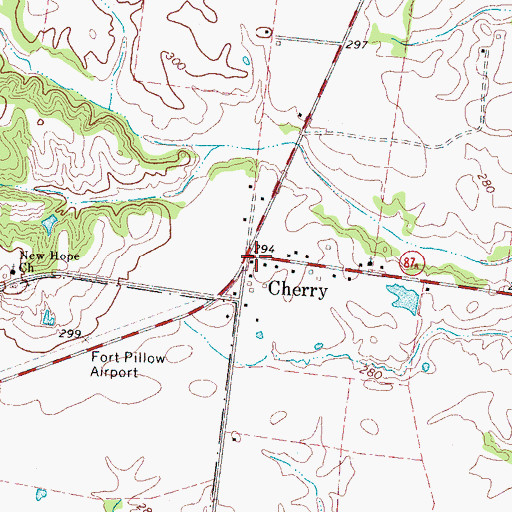Topographic Map of Cherry, TN