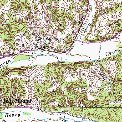 Topographic Map of Cherry Branch, TN