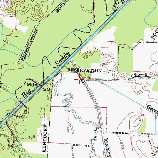 Topographic Map of Cherry Branch, TN