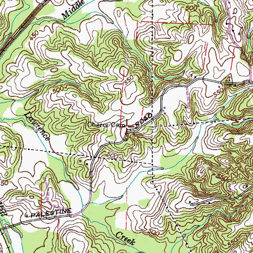 Topographic Map of Cherry Cemetery, TN