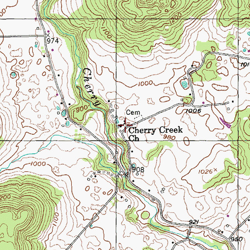 Topographic Map of Cherry Creek Church, TN
