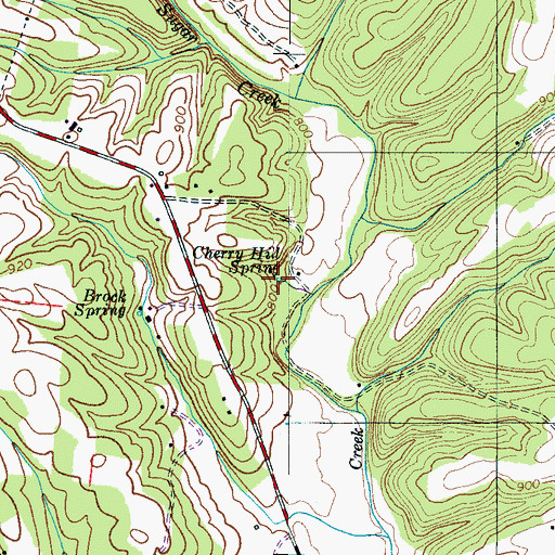 Topographic Map of Cherry Hill Spring, TN