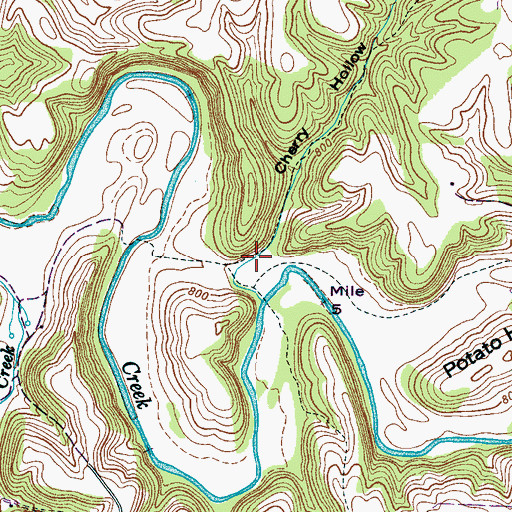 Topographic Map of Cherry Hollow, TN