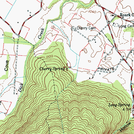 Topographic Map of Cherry Spring, TN