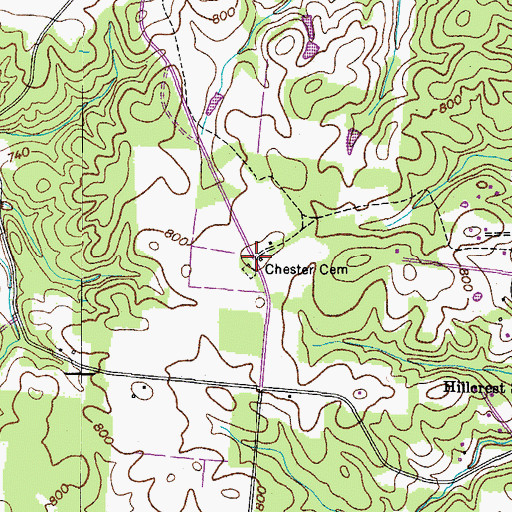 Topographic Map of Chester Cemetery, TN