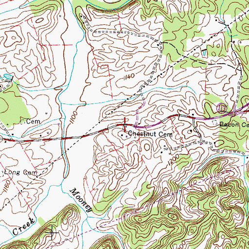 Topographic Map of Chestnut Cemetery, TN