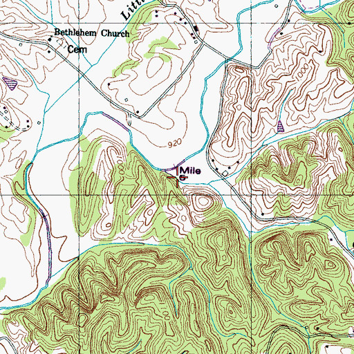 Topographic Map of Chestnut Flats Branch, TN