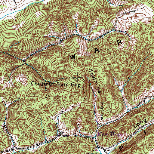 Topographic Map of Chestnut Flats Gap, TN