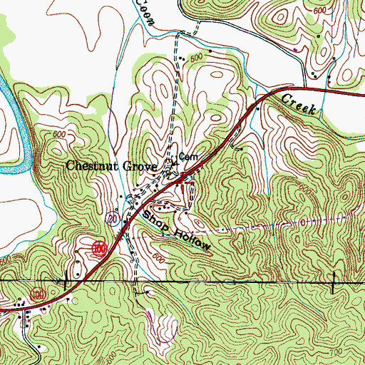 Topographic Map of Chestnut Grove, TN