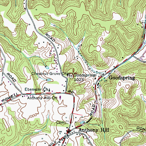 Topographic Map of Chestnut Grove Church, TN