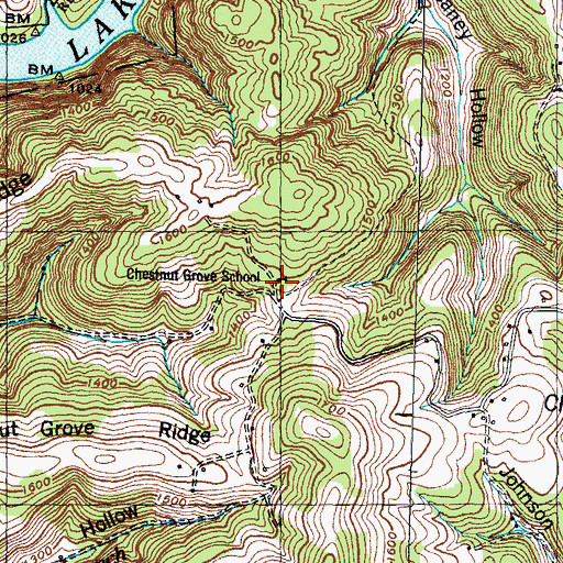 Topographic Map of Chestnut Grove School, TN