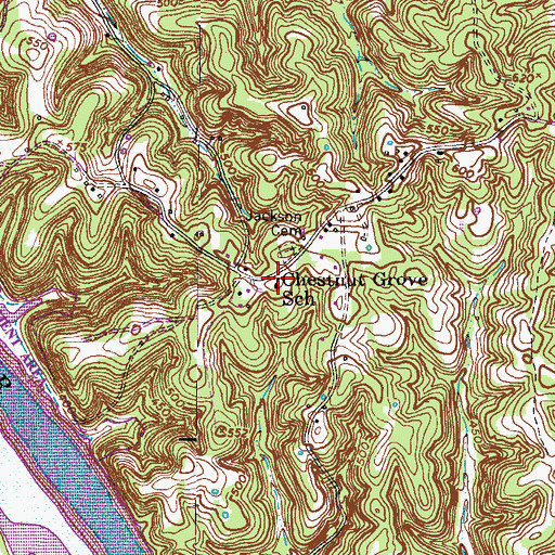 Topographic Map of Chestnut Grove School, TN