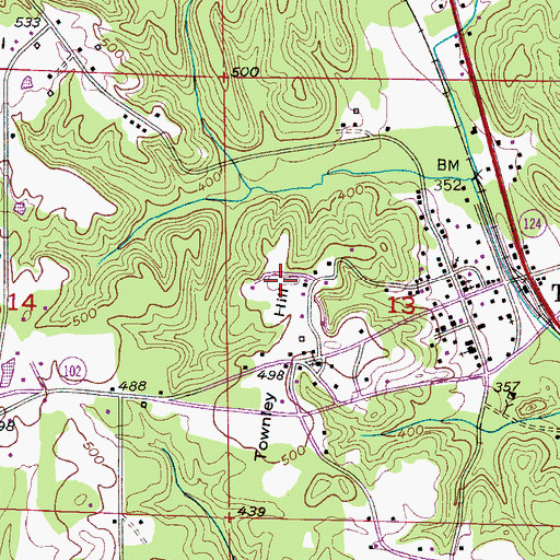 Topographic Map of Townley Hill, AL