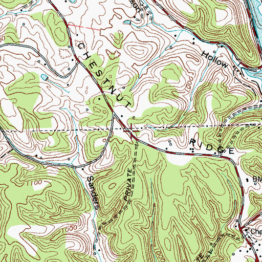 Topographic Map of Chestnut Ridge, TN