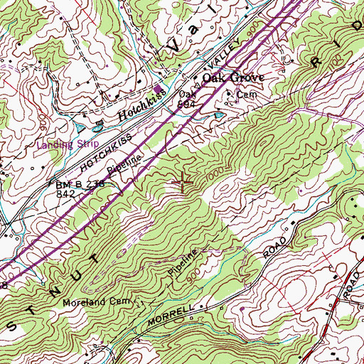 Topographic Map of Chestnut Ridge, TN