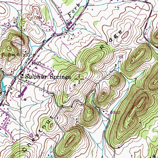 Topographic Map of Chestnut Ridge, TN