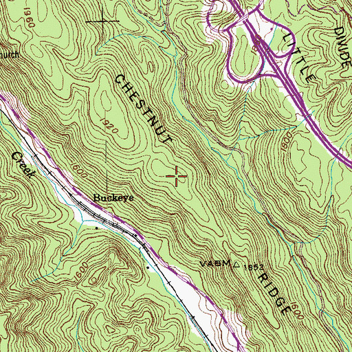 Topographic Map of Chestnut Ridge, TN