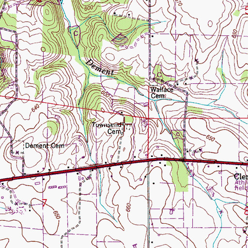 Topographic Map of Townsend Cemetery, AL