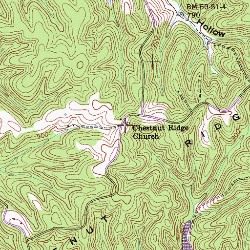 Topographic Map of Chestnut Ridge Church, TN
