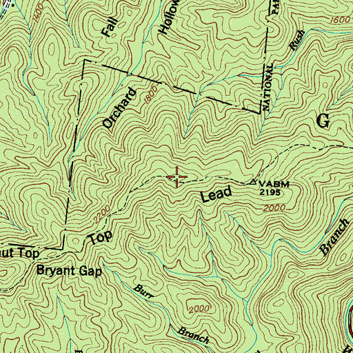 Topographic Map of Chestnut Top Lead, TN
