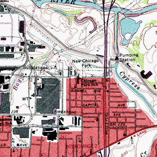 Topographic Map of Chicago Park School, TN