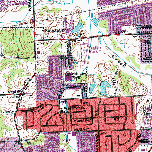 Topographic Map of Chickasaw Park, TN