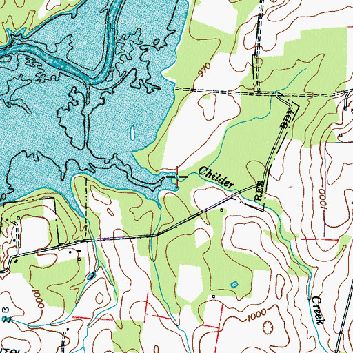Topographic Map of Childer Creek, TN