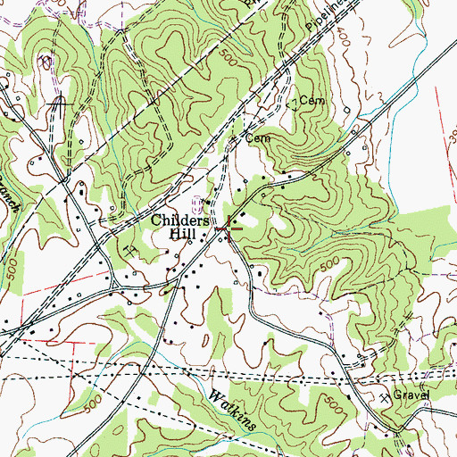 Topographic Map of Childers Hill, TN