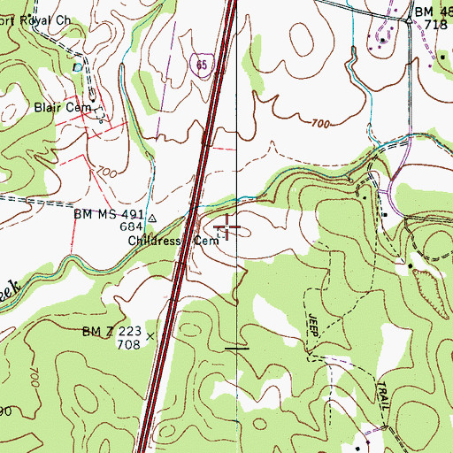 Topographic Map of Childress Cemetery, TN