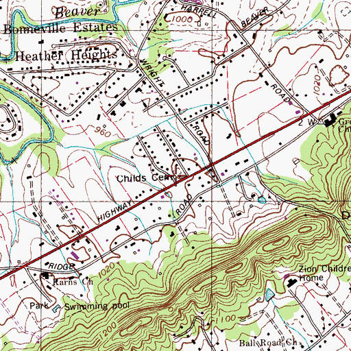 Topographic Map of Childs Cemetery, TN
