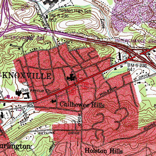 Topographic Map of Chilhowee Hills, TN