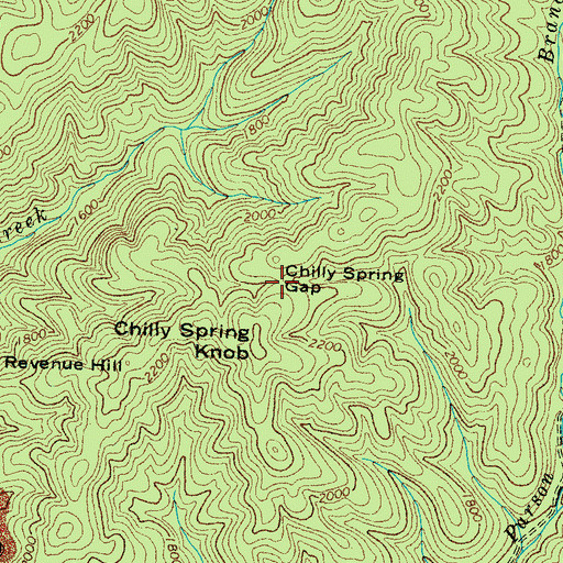Topographic Map of Chilly Spring Gap, TN