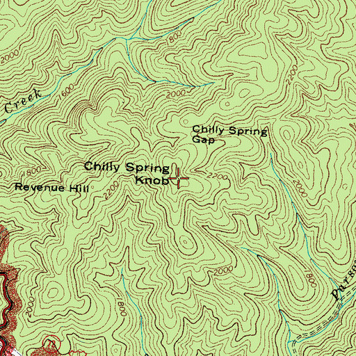 Topographic Map of Chilly Spring Knob, TN