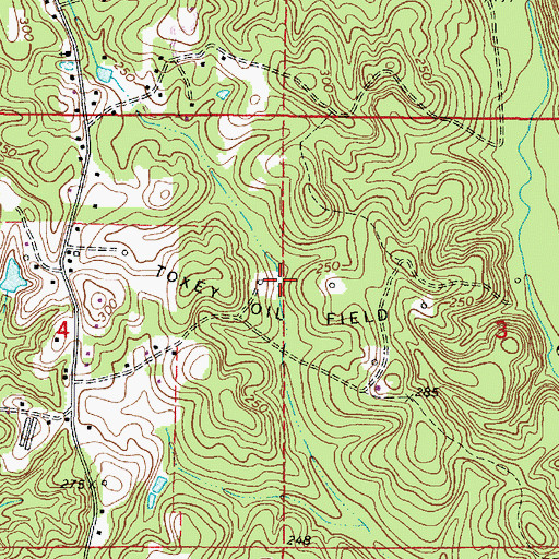 Topographic Map of Toxey Oil Field, AL
